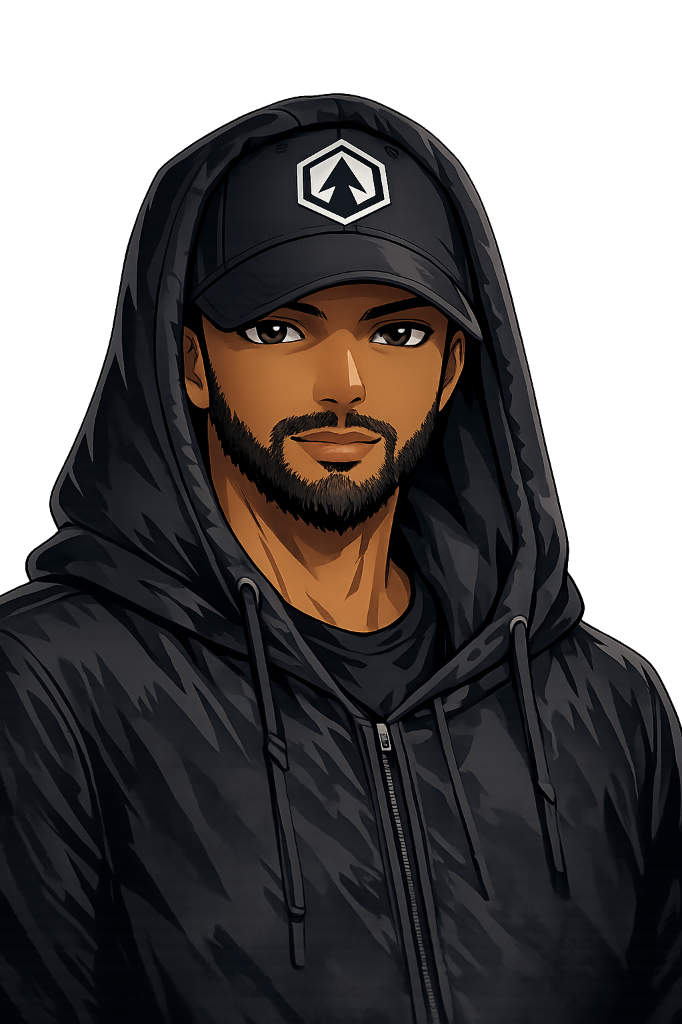 Profit Programmer, the Game Design Guru mascot, in a black hoodie and cap